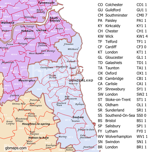 Editable UK Postcode Sector Map